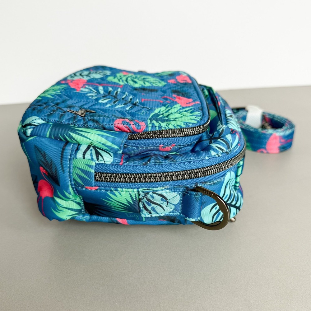 NWT Lug Mini Ranger Crossbody Bag Flamingo Blue RFID Quilted Travel Purse - Picture 5 of 12